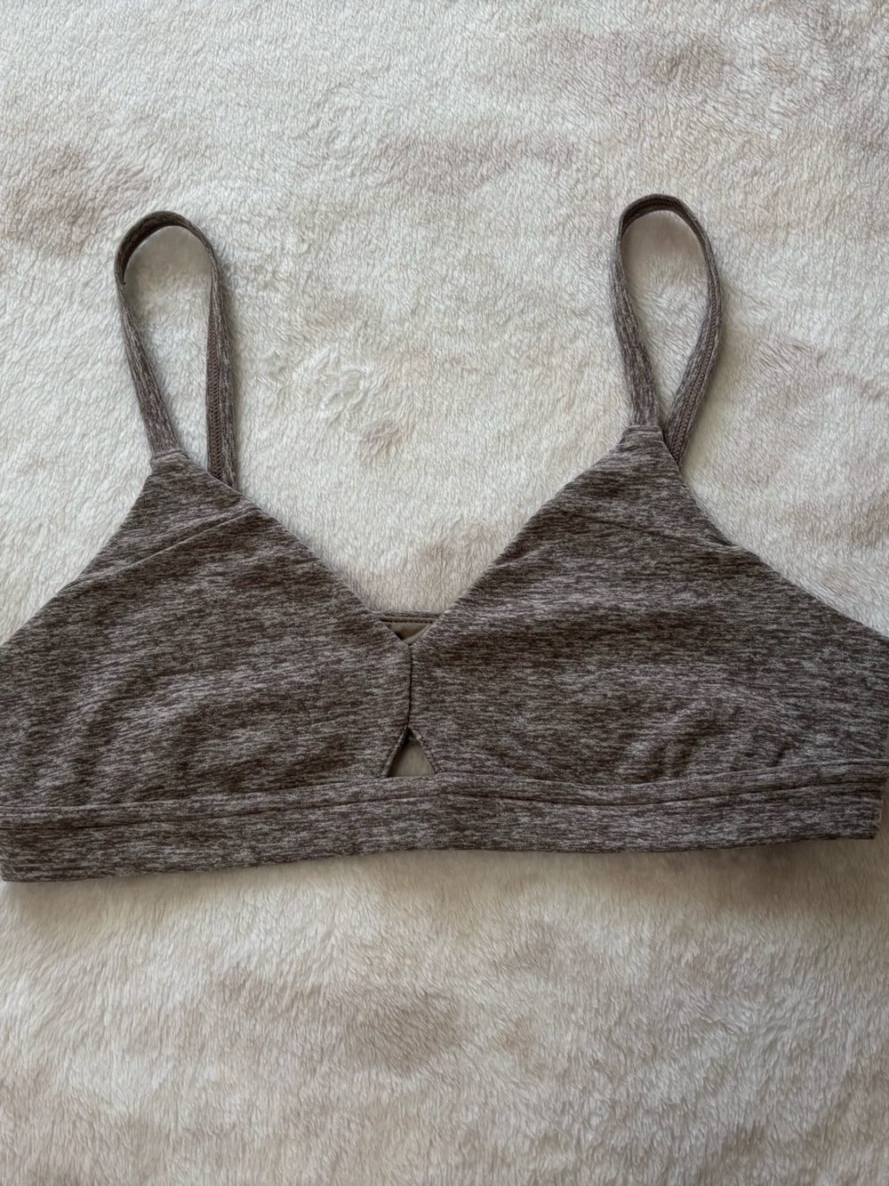 ALO Yoga Heathered V-Neck Brown/Grey Bralette Size S